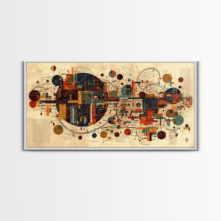 Modern Geometric City Map With Circles And Lines Wall Art African Abstract Art, Mid Century Office Decor, Statement Print