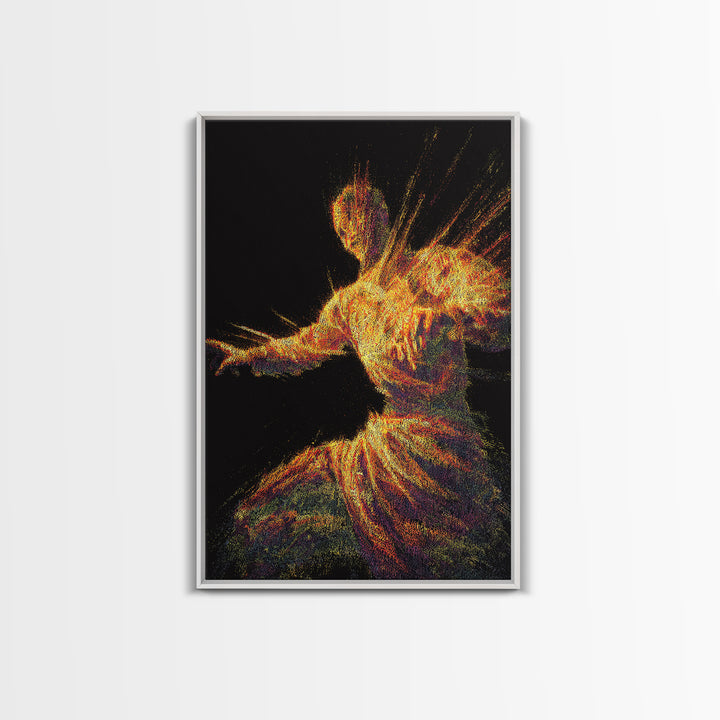 Fiery Abstract African Dancer Canvas Print, Afrocentric Wall Art, Black Culture Art, Spiritual Motion, Bold Home Decor Gift