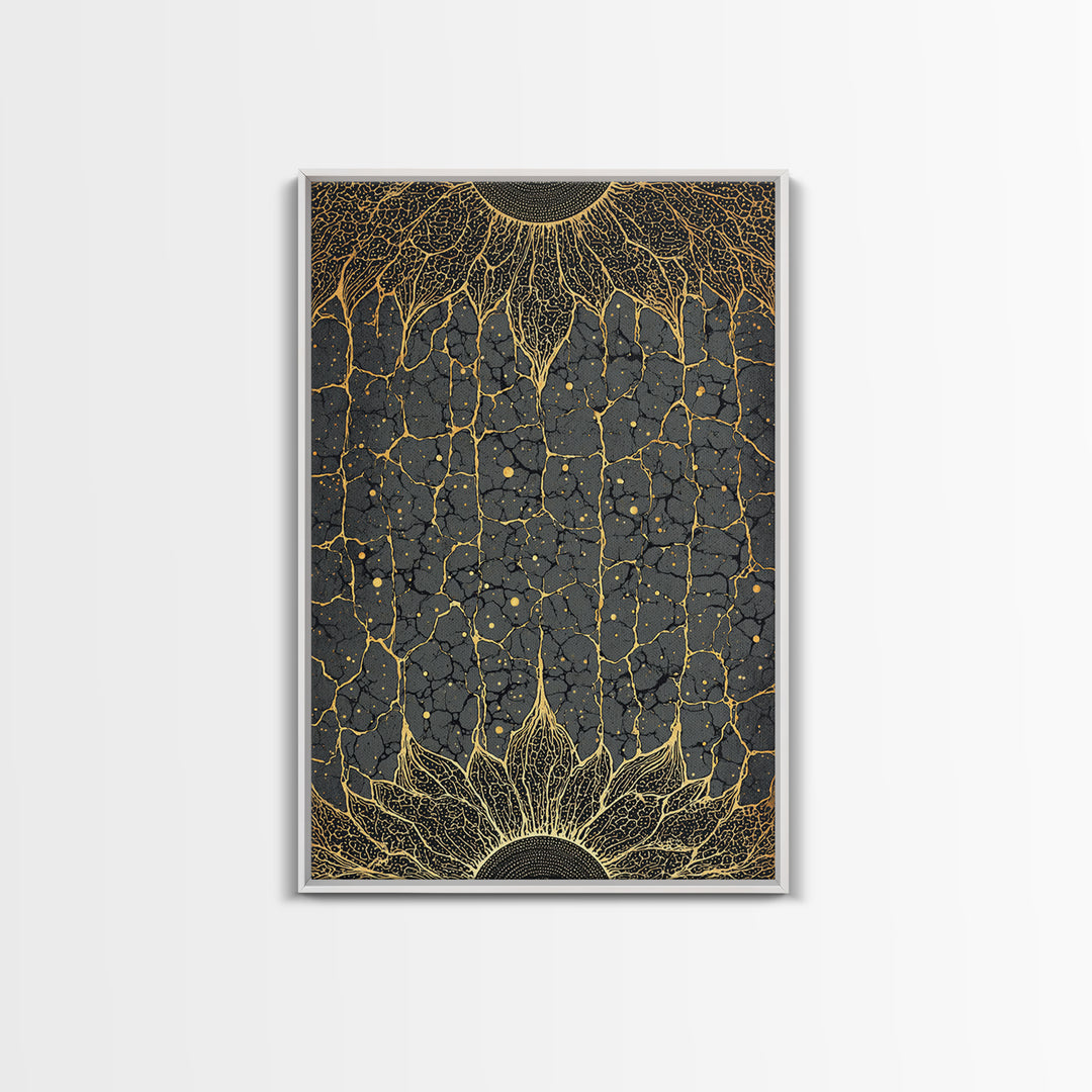 Gold Rooted Tree Of Life Wall Art, Black And Gold Abstract Art, Spiritual Wall Decor, Modern African Inspired Canvas Print
