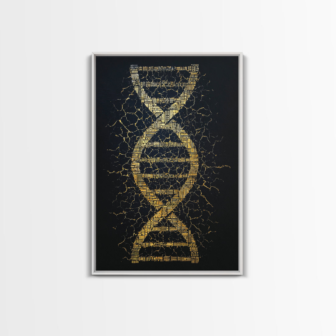 Golden Double Helix Genealogy Abstract Wall Art, Afrocentric Art, Black And Gold Art, Modern African Art Decor, Statement Wall Decor