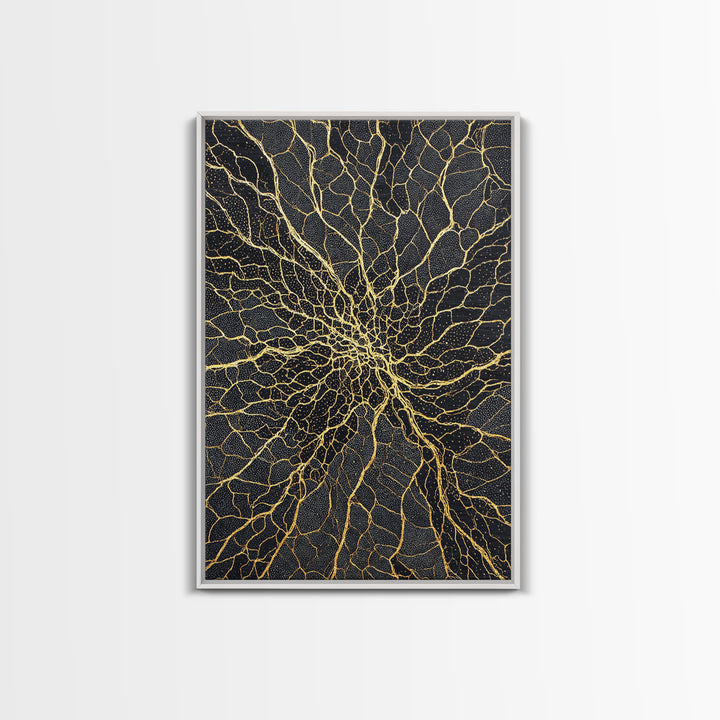 Black And Gold Cracked Spiral Abstract Wall Art, Luxury Canvas Decor, Geometric Pattern Print, Modern Home Decor Gift For Living Room
