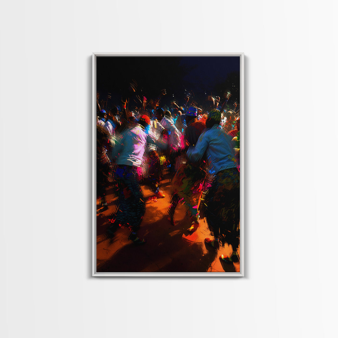 Vibrant Night African Festival Dancers Wall Art, Colorful Celebration Print, Cultural Decor, Afrocentric Statement Piece