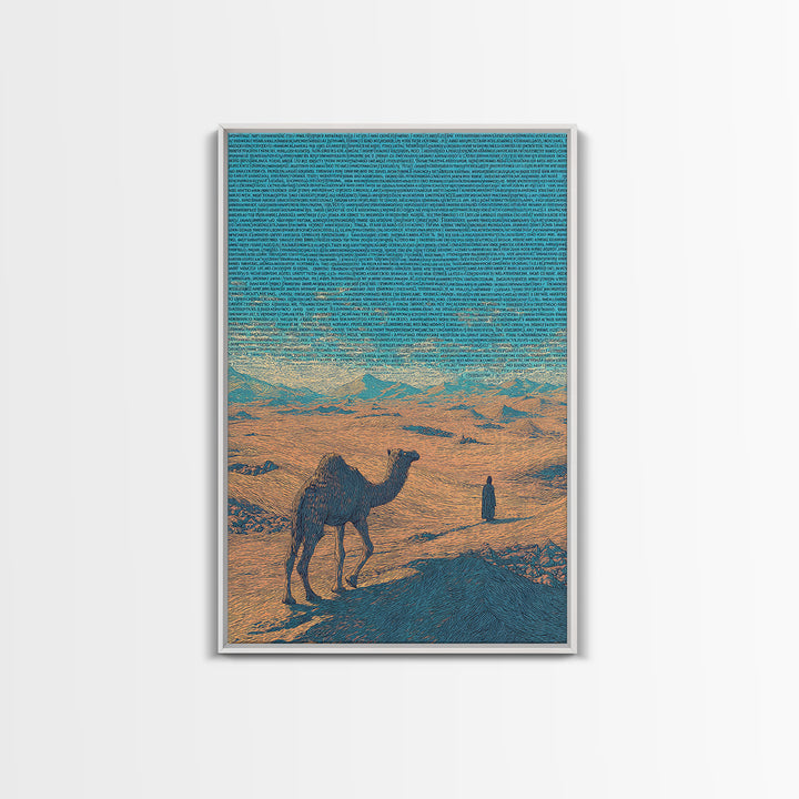 Textured Camel In Desert Wall Art, African Landscape, Blue Orange Safari Poster, Cultural Art Print, Office Decor Gift Set