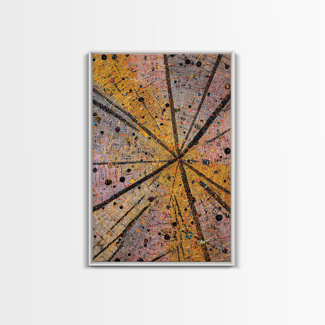 Radiant Orange Tribal Starburst Abstract Wall Art, African Pattern Print, Geometric Afrocentric Decor, Bold Canvas Artwork