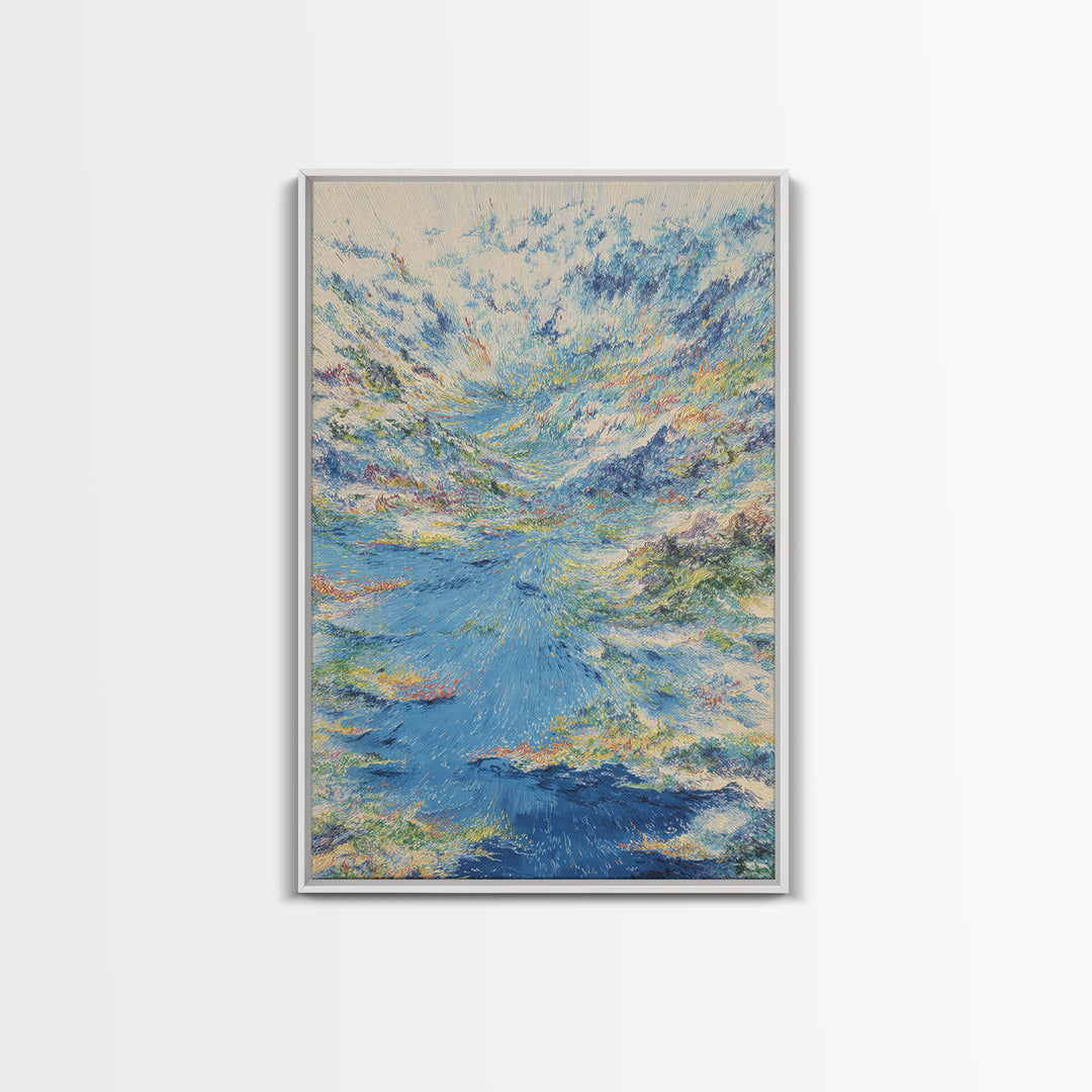 Dreamy Blue Coastal Seascape Canvas Print, Modern African Inspired Art, Ocean Landscape Wall Decor, Serene Gallery Artwork