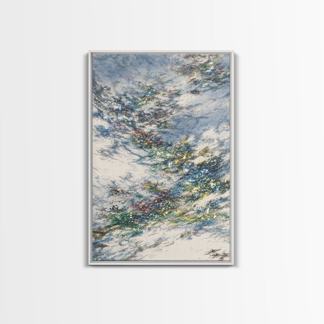 Wind Swept Blue Sky Abstract Wall Art, Dreamy Nature Scene Art, Modern Canvas Decor, Colorful Textured Landscape Fine Art Print