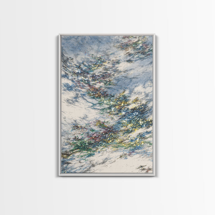 Wind Swept Blue Sky Abstract Wall Art, Dreamy Nature Scene Art, Modern Canvas Decor, Colorful Textured Landscape Fine Art Print
