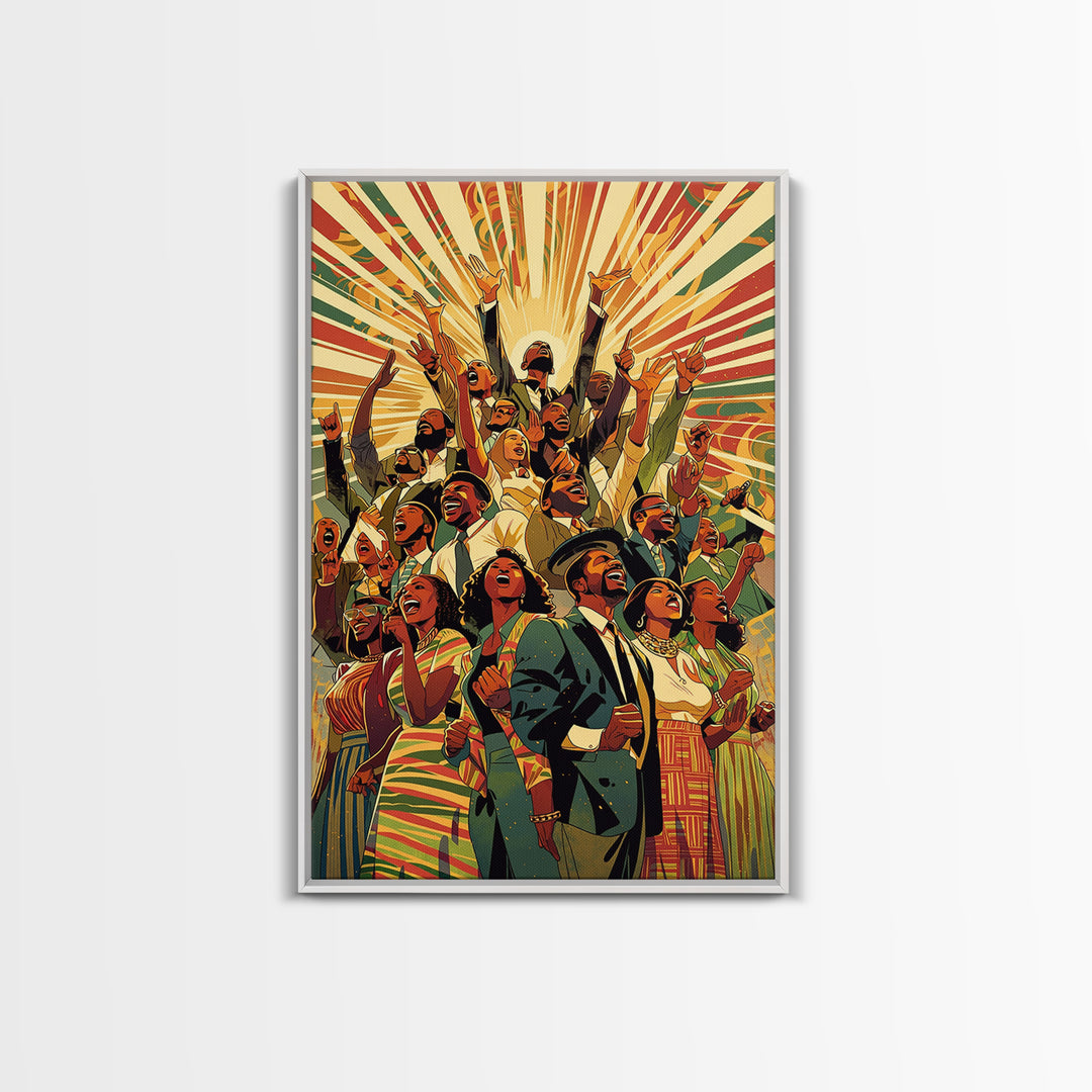Joyful African Celebration Wall Art, Afrocentric Art, Black Culture Art, African American Art Prints, Colorful Home Decor