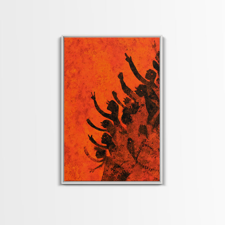 Orange African Dance Silhouettes Wall Art, African Celebration, Black Women Art, Afrocentric Decor, Empowerment Gift For Her