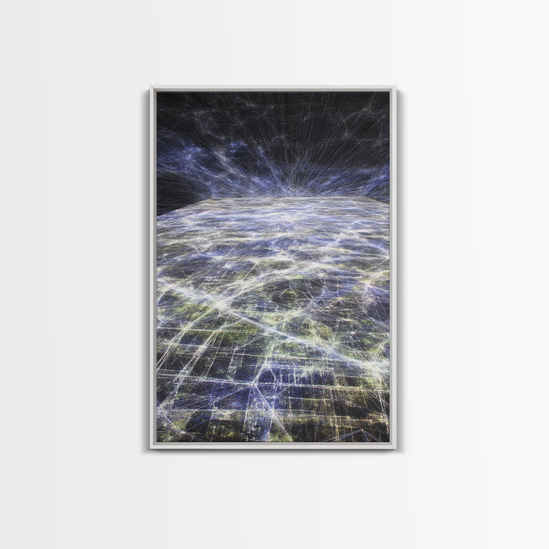 Futuristic Earth Data Horizon Canvas Print, Afrofuturism Decor, Digital Network Art, Modern Space Wall Decor For Office Gift