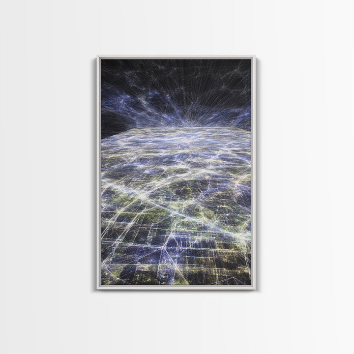 Futuristic Earth Data Horizon Canvas Print, Afrofuturism Decor, Digital Network Art, Modern Space Wall Decor For Office Gift