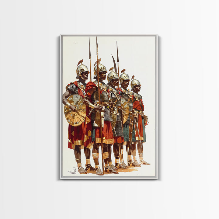 Ancient African Warriors With Spears And Shields Canvas Print, Tribal Warrior Art, Historical Wall Decor, Office Art, Gift For Him