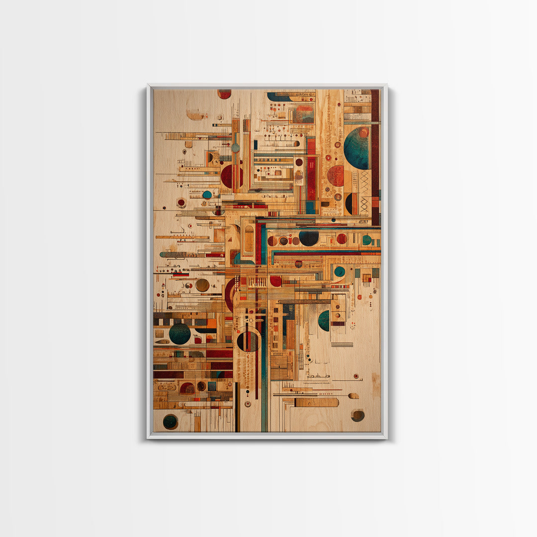 Earth Tone Geometric Tribal Pattern Canvas Print, Abstract African Art, Mid Century Modern Wall Decor, Textile Inspired Art