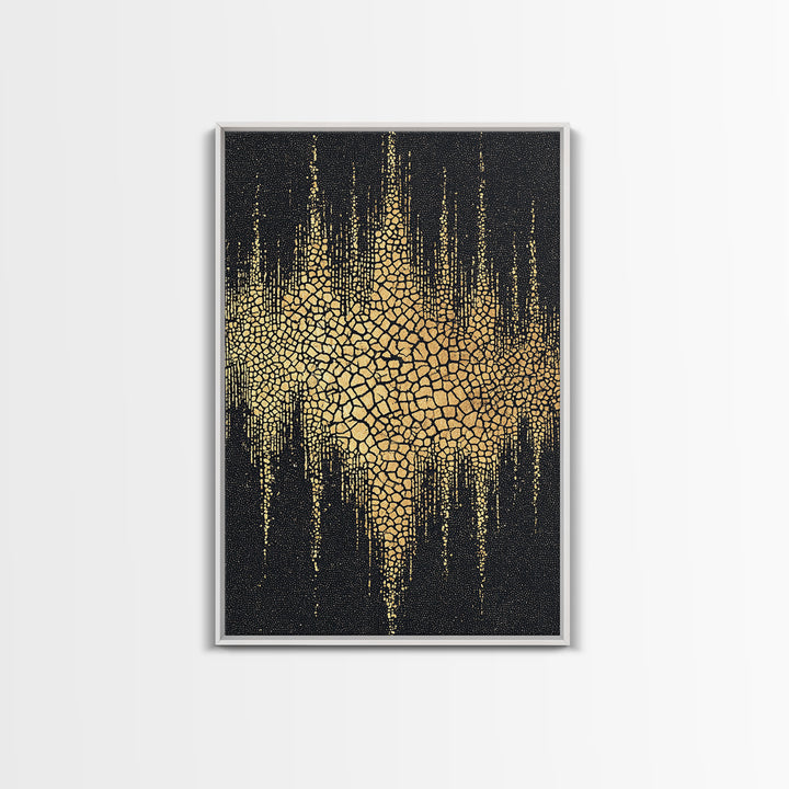Gold Black Abstract Africa Map Canvas Print, Cracked Mosaic Texture, African Wall Art, Luxury Modern Statement Home Decor Gift