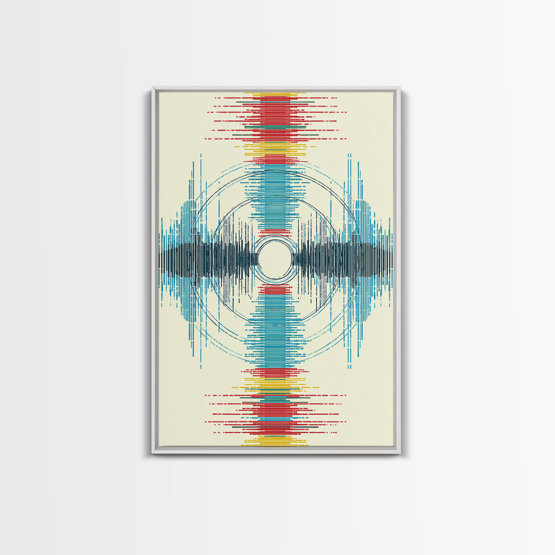 Vibrant Soundwave Circles In Red Blue Yellow Wall Art, Abstract Geometric Print, Modern Office Decor, Digital Art Africa