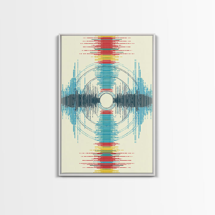 Vibrant Soundwave Circles In Red Blue Yellow Wall Art, Abstract Geometric Print, Modern Office Decor, Digital Art Africa