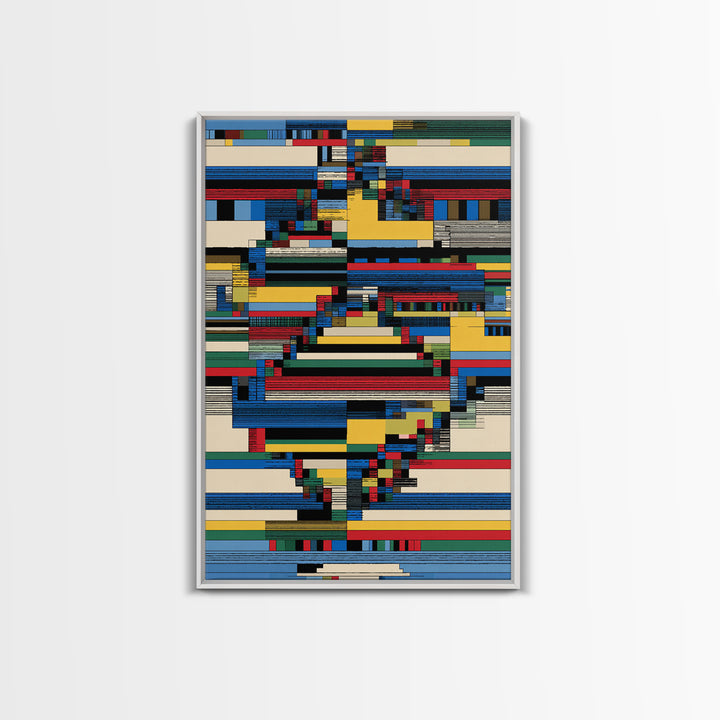 Glitched Africa Map In Primary Lines Canvas Print, Modern African Art, Geometric Wall Art, Afrocentric Office Decor Gift
