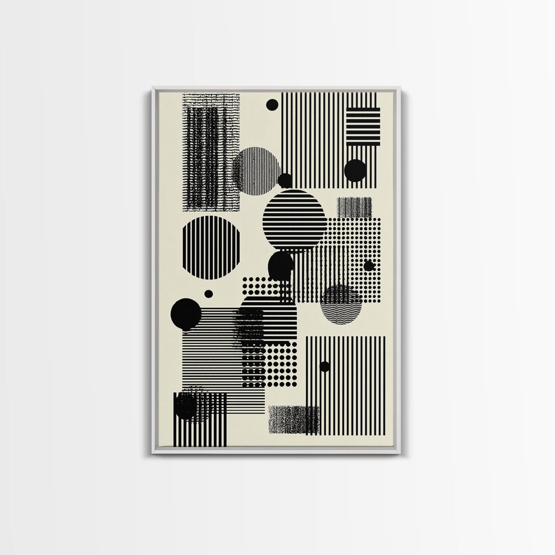 Minimal Black White Circles Stripes And Dots Wall Art, Geometric Wall Art, Minimalist Decor, Abstract Art Print, Modern Home Decor