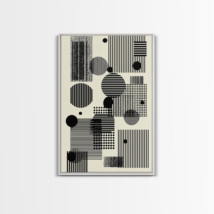 Minimal Black White Circles Stripes And Dots Wall Art, Geometric Wall Art, Minimalist Decor, Abstract Art Print, Modern Home Decor