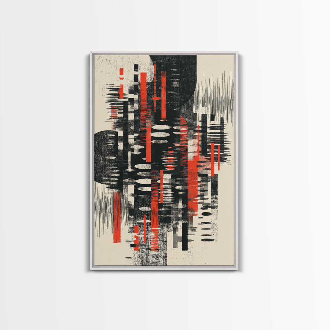 Black Red Textured Marks On Cream Wall Art, African Art Abstract, Modern Black Art, Statement Wall Art, Home Decor, Artistic Gift