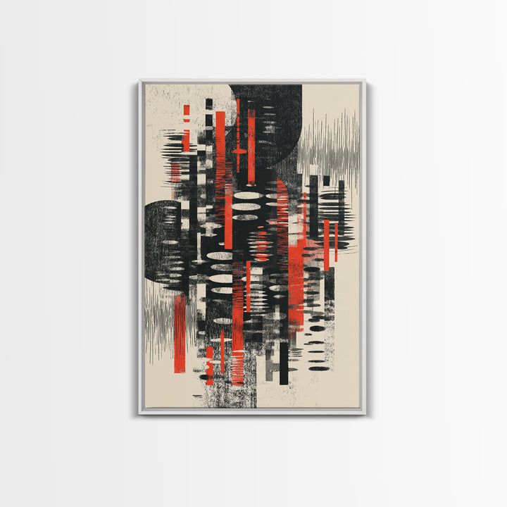 Black Red Textured Marks On Cream Wall Art, African Art Abstract, Modern Black Art, Statement Wall Art, Home Decor, Artistic Gift