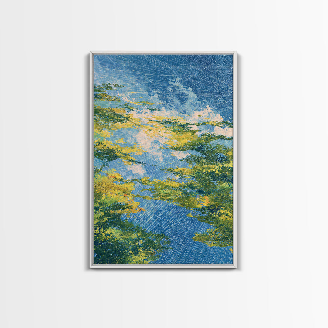 Blue Green Abstract African Landscape Canvas Print, Modern Wall Art, Nature Scene Art, Textured Home Decor For Living Room