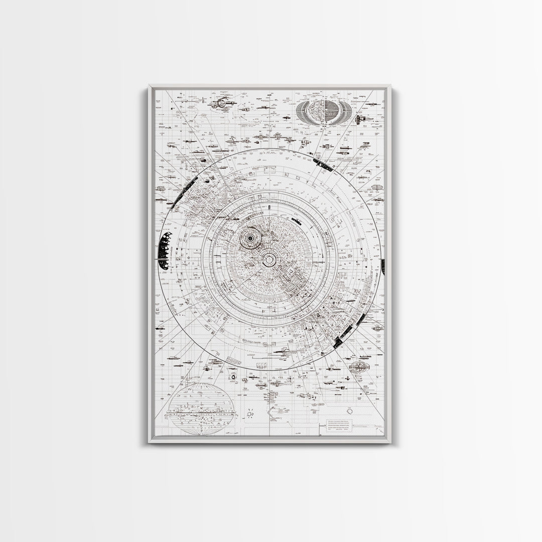 Intricate White Celestial Star Map Diagram Wall Art, Astronomy Blueprint Poster, Minimalist Office Decor, Cosmic Digital Print