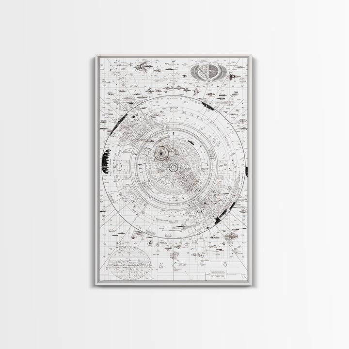 Intricate White Celestial Star Map Diagram Wall Art, Astronomy Blueprint Poster, Minimalist Office Decor, Cosmic Digital Print