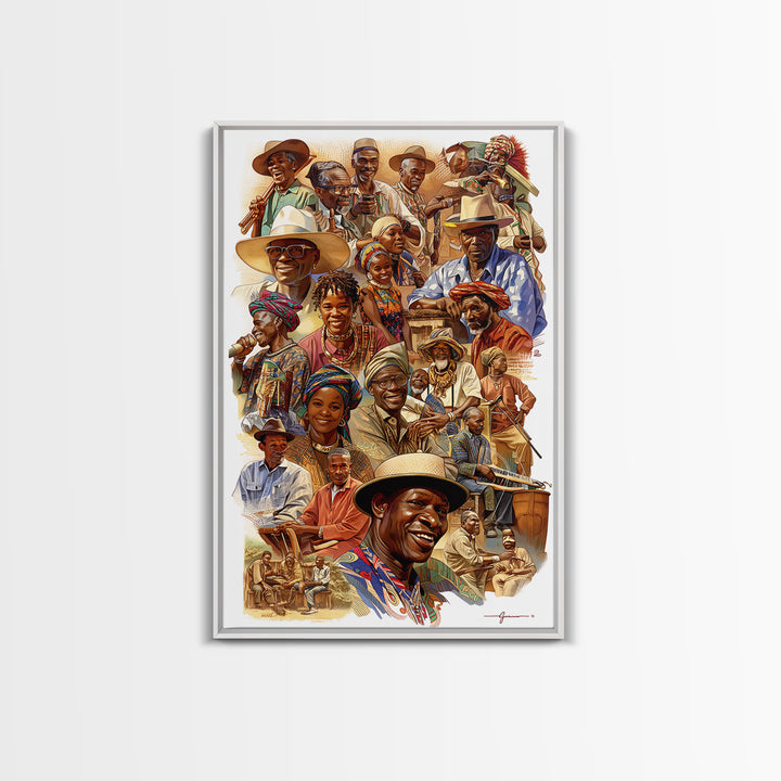 Joyful African Community Collage With Musicians, Canvas Print, African Celebration, Black Art, Cultural Wall Decor, Gift For Her