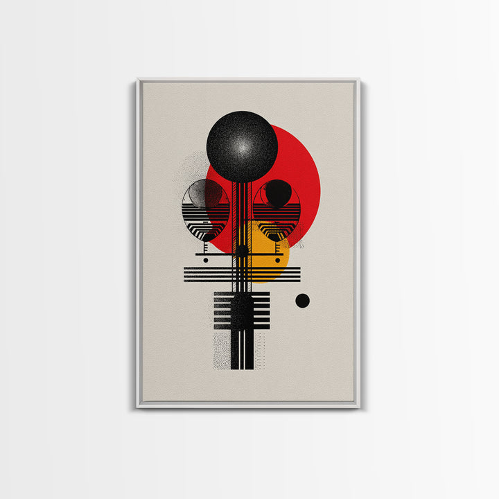 Geometric Afro Abstract Canvas Print, Red Black Gold Modern Wall Decor, African Inspired Minimalist Art, Bold Home Decor
