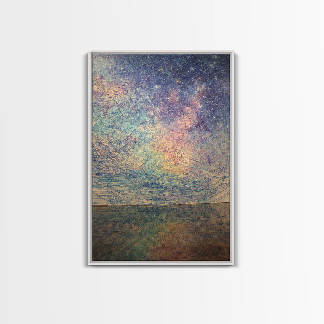 Pastel Cosmic Ocean Horizon, Dreamy Wall Art, Abstract Canvas Print, Spiritual Landscape Home Decor, Meditation Room Gift