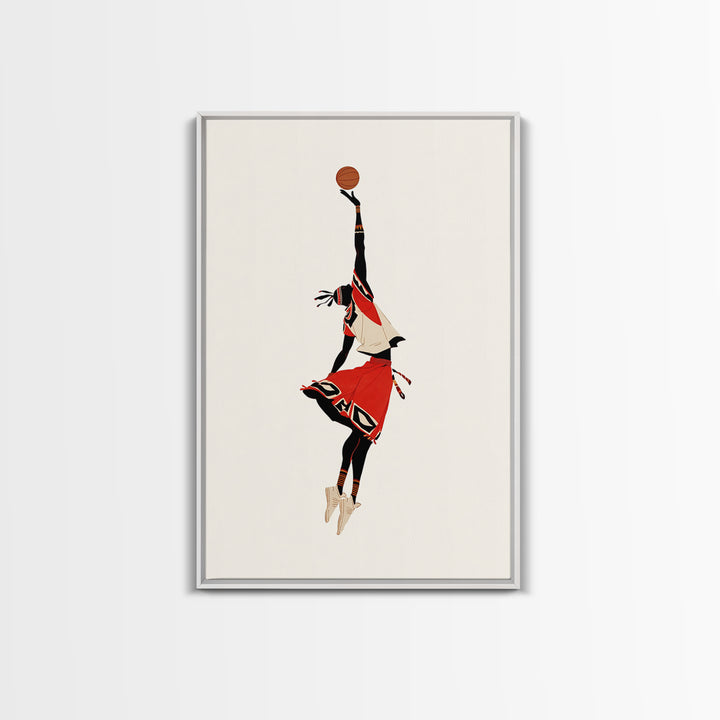 Maasai Warrior Basketball Leap Wall Art, African Warrior Art, African Wall Decor, Afrocentric Sports Canvas Print Gift Decor