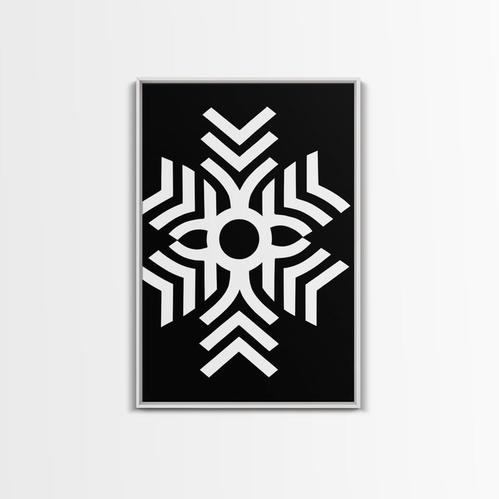 Black And White Tribal Geometric Symbol Wall Art, Afrocentric Abstract Print, African Pattern Decor, Modern Minimalist Canvas