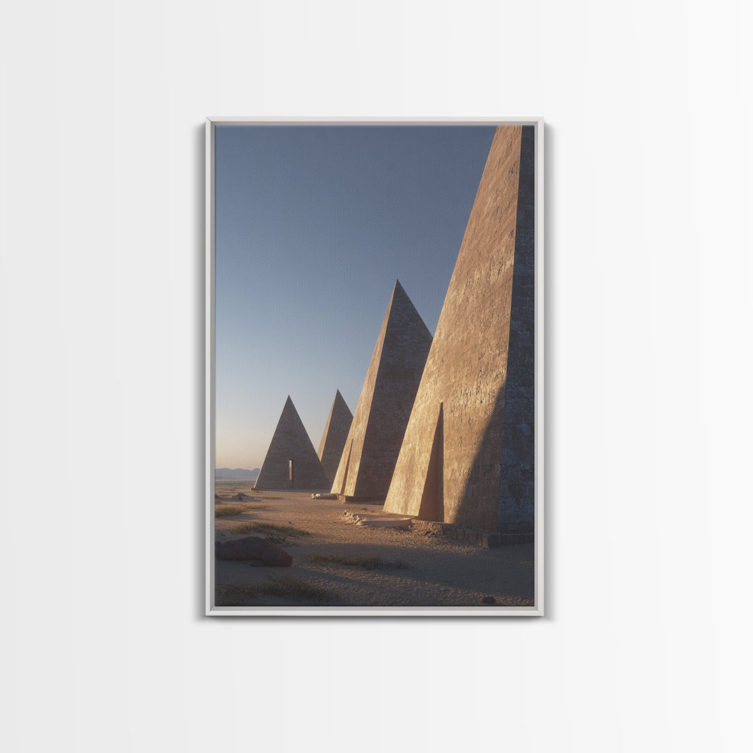 Row Of Monumental Pyramids Wall Art, African Egyptian Art Print, Modern Architecture, Desert Landscape, Statement Wall Decor