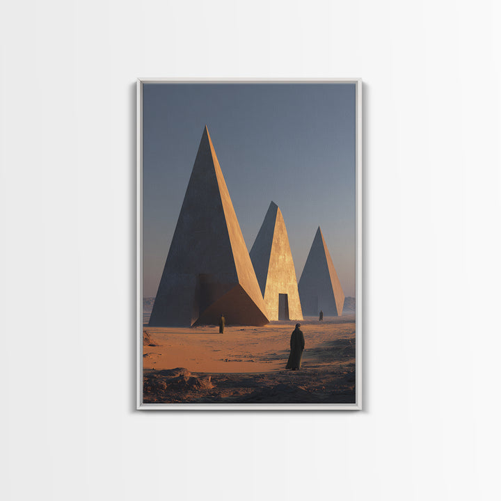 Modern Nubian Pyramids At Sunset Wall Art, African Egyptian Art Print, Ancient African Decor, Desert Architecture Poster