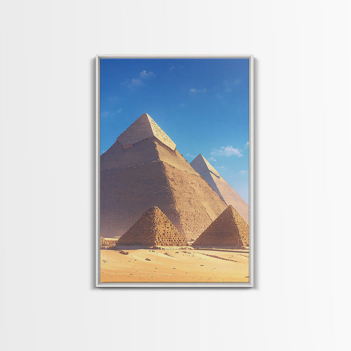 Sunlit Giza Pyramid Close Up Canvas Print, African Egyptian Art, Ancient African Wall Art, Desert Travel Poster, Home Decor