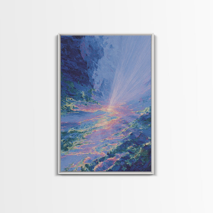 Radiant Blue Ocean Sunrise Wall Art, Abstract Seascape Canvas Print, Coastal Home Decor, Dreamy Beach Art, Large Wall Decor