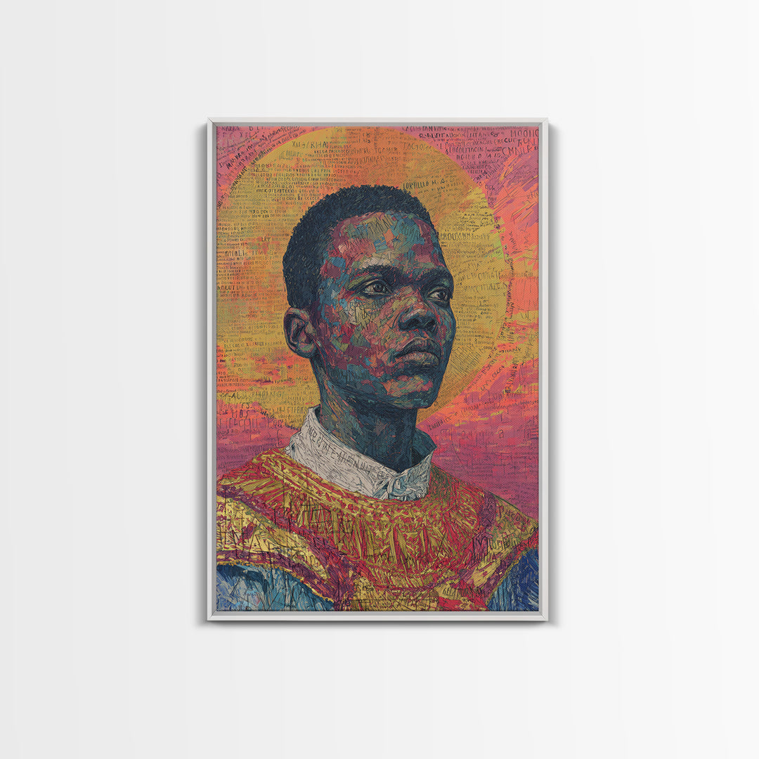 Radiant Black Man Portrait With Golden Halo Wall Art, African American Art, Afrocentric Decor, Black Culture Gift, Statement Home Decor