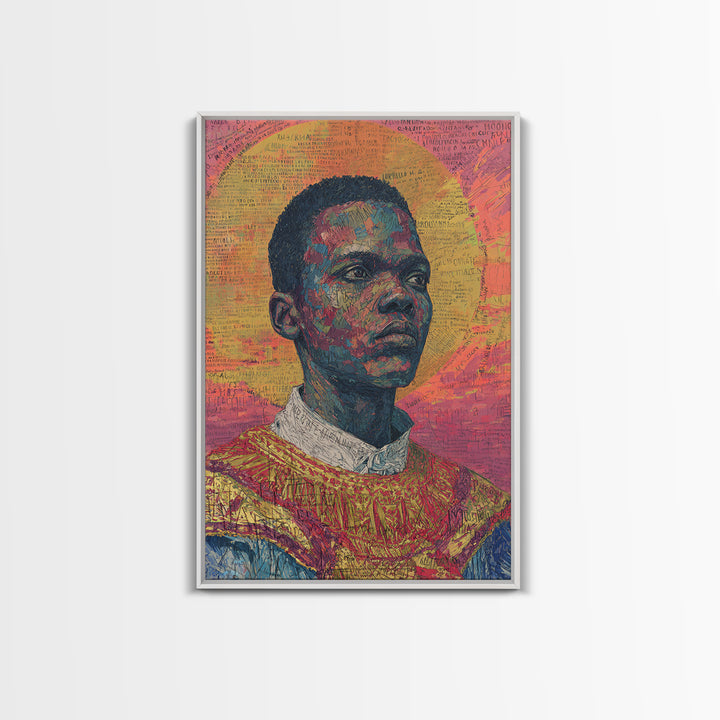 Radiant Black Man Portrait With Golden Halo Wall Art, African American Art, Afrocentric Decor, Black Culture Gift, Statement Home Decor