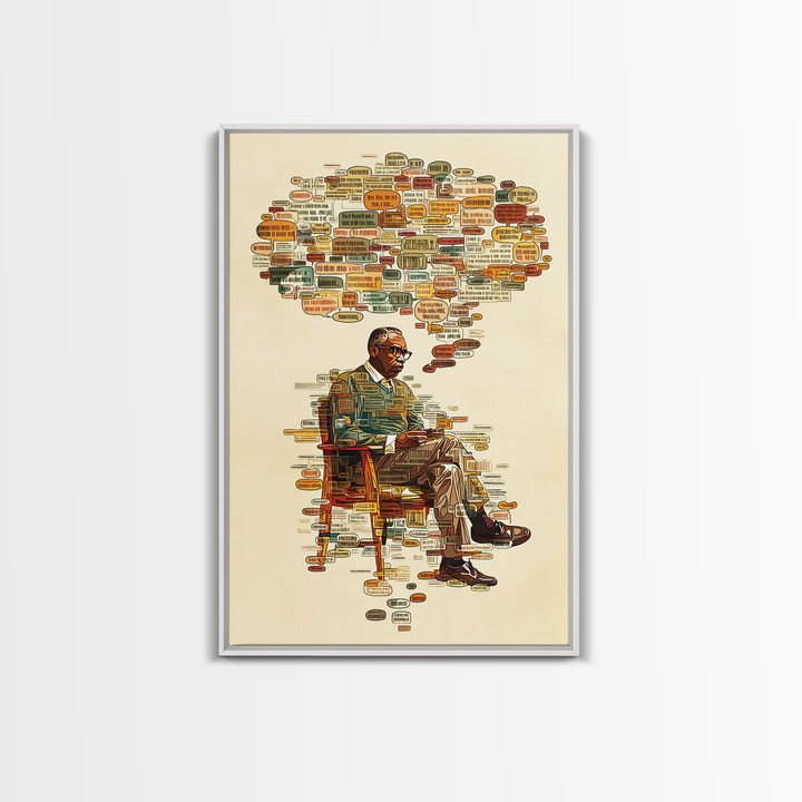 Seated Scholar With Africa Map Ideas Wall Art, African American Art, Black History Art, Office Decor, Cultural Gift, Thoughtful Home Decor