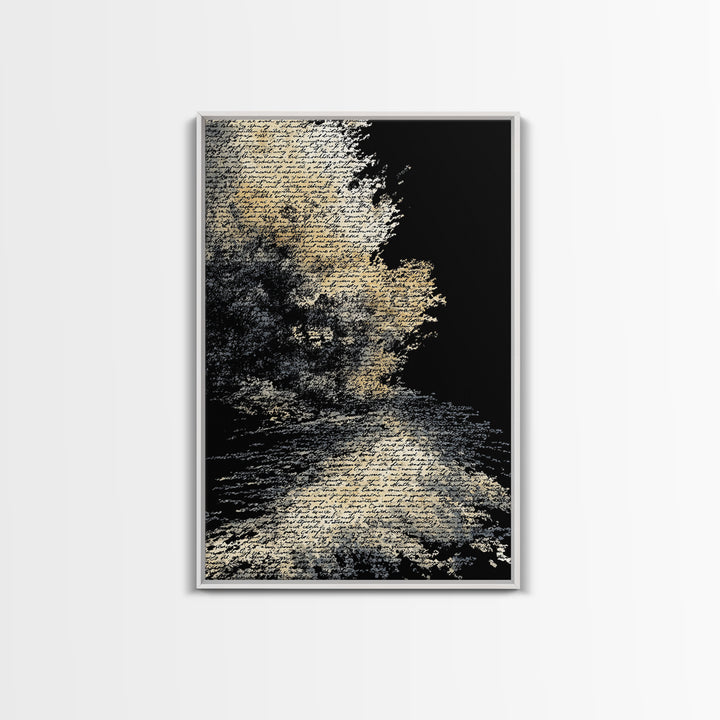 Moody Black And White Figure In Textured Shadows Canvas Print, Abstract Black Art, Minimalist Wall Decor, Gallery Art, Modern Art