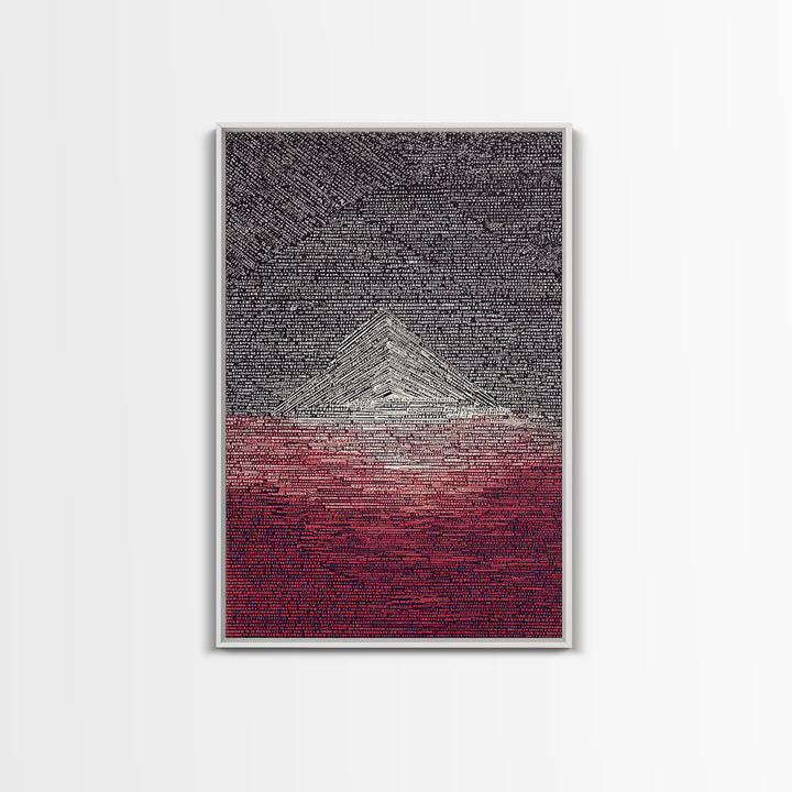 White Pyramid Over Crimson Horizon Wall Art, African Egyptian Art, Geometric Wall Art, Modern Black Decor, Statement Gift