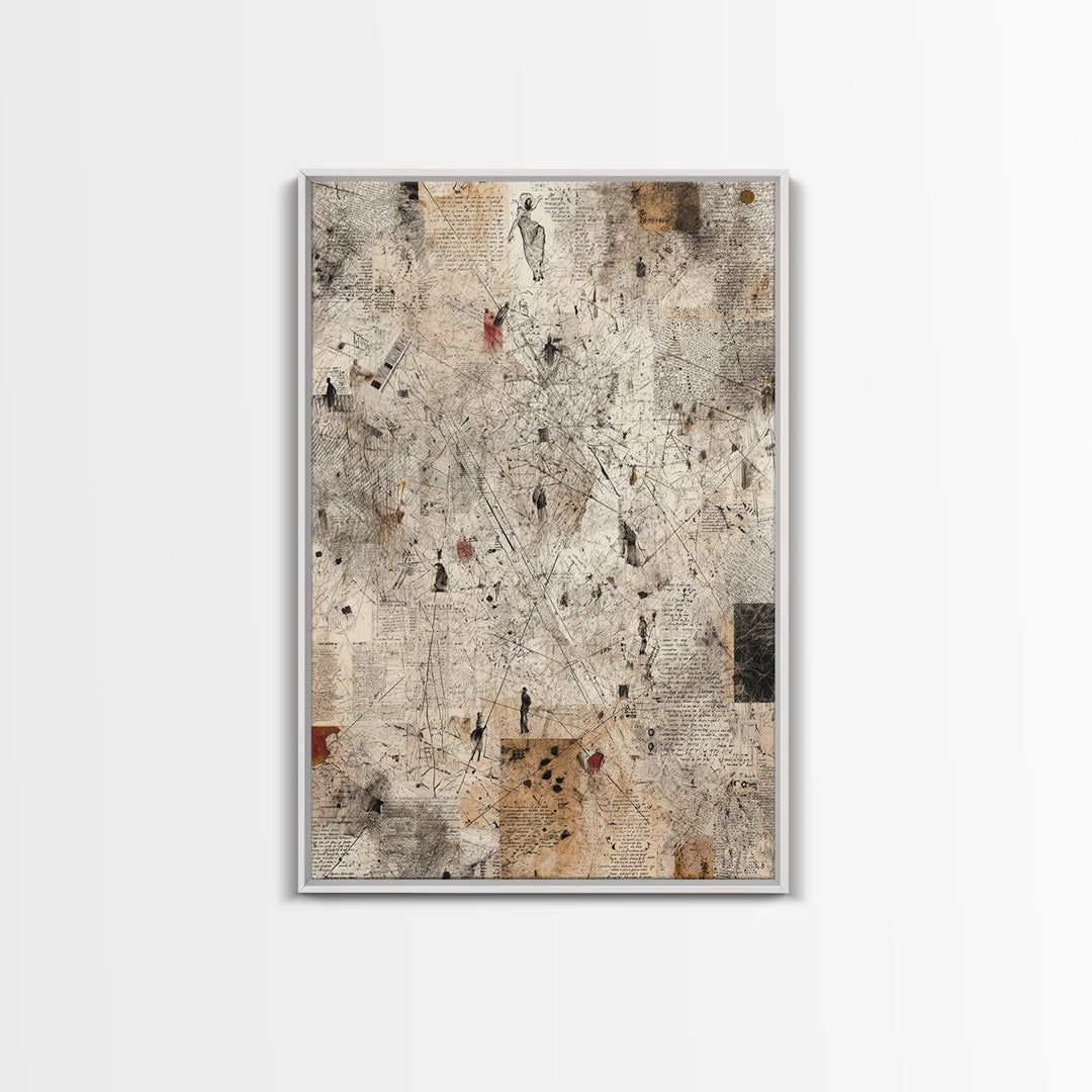 Minimal Abstract Figures On Parchment Wall Art, Contemporary Art, Ethnic Wall Decor, Neutral Gallery Art, Unique Gift For Art Lovers