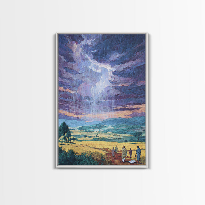 African Rainstorm Over Golden Plains Wall Art, Blue Sky Landscape Canvas, Cultural Decor, Afrocentric Gift For Living Room