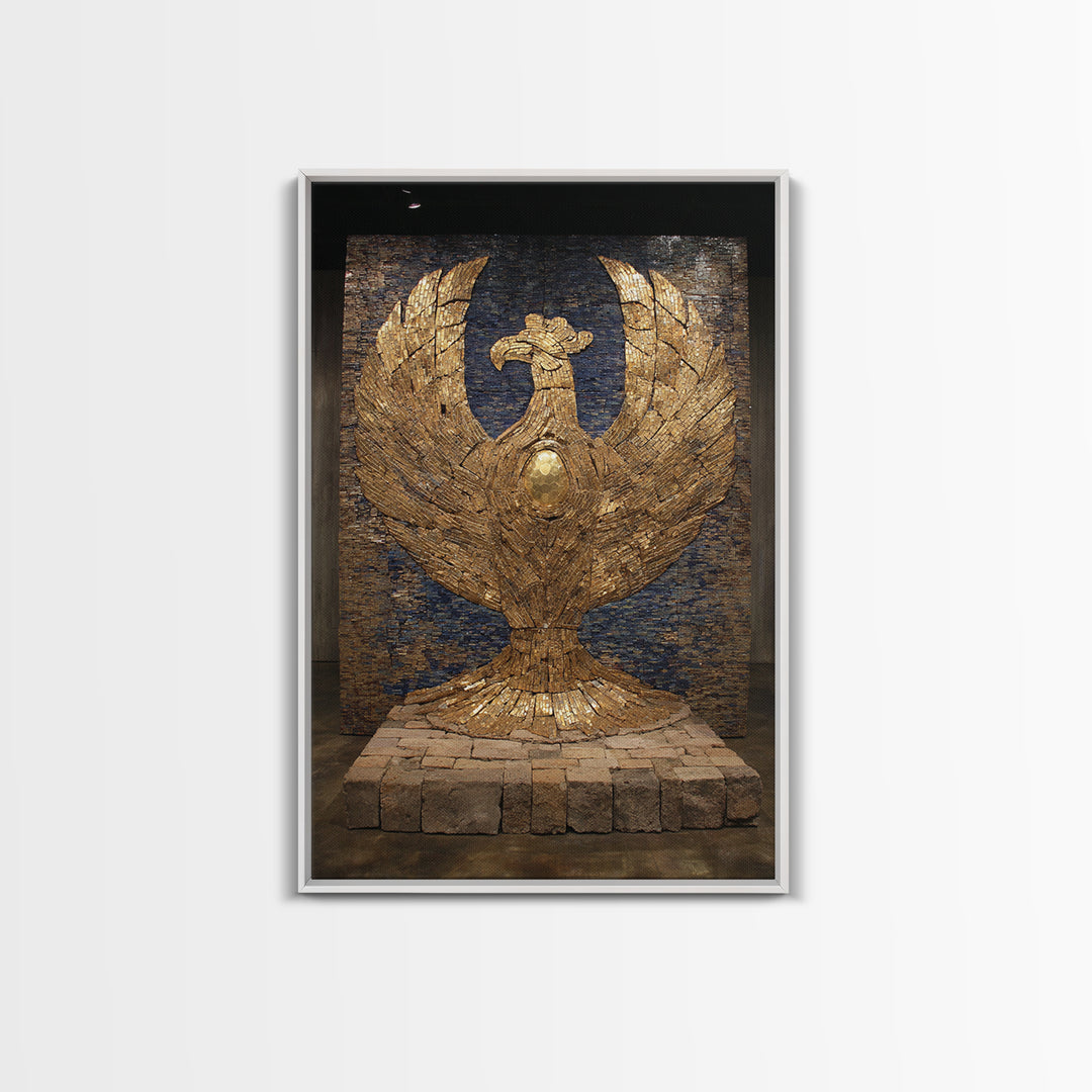 Monumental Golden Phoenix Wall Art, African Inspired Sculpture Decor, Black And Gold Art, Luxury Canvas Art, Statement Wall Decor