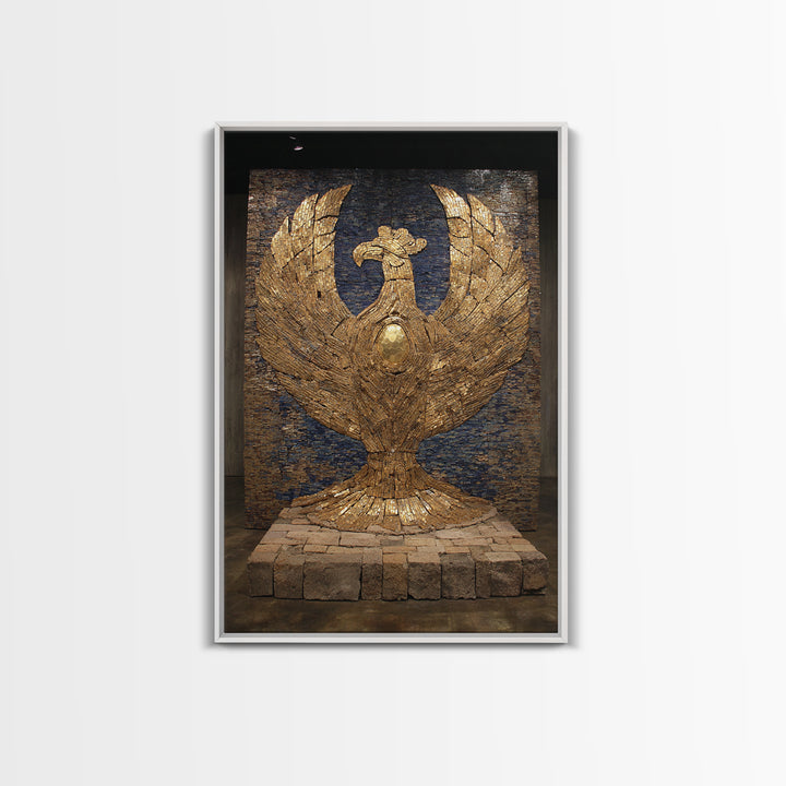 Monumental Golden Phoenix Wall Art, African Inspired Sculpture Decor, Black And Gold Art, Luxury Canvas Art, Statement Wall Decor