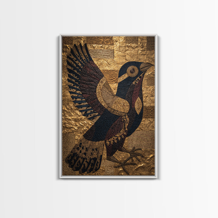 Gold Textured African Bird Wall Art, Black And Gold Tribal Art Print, Afrocentric Decor, Cultural Home Decor Gift, Statement Piece