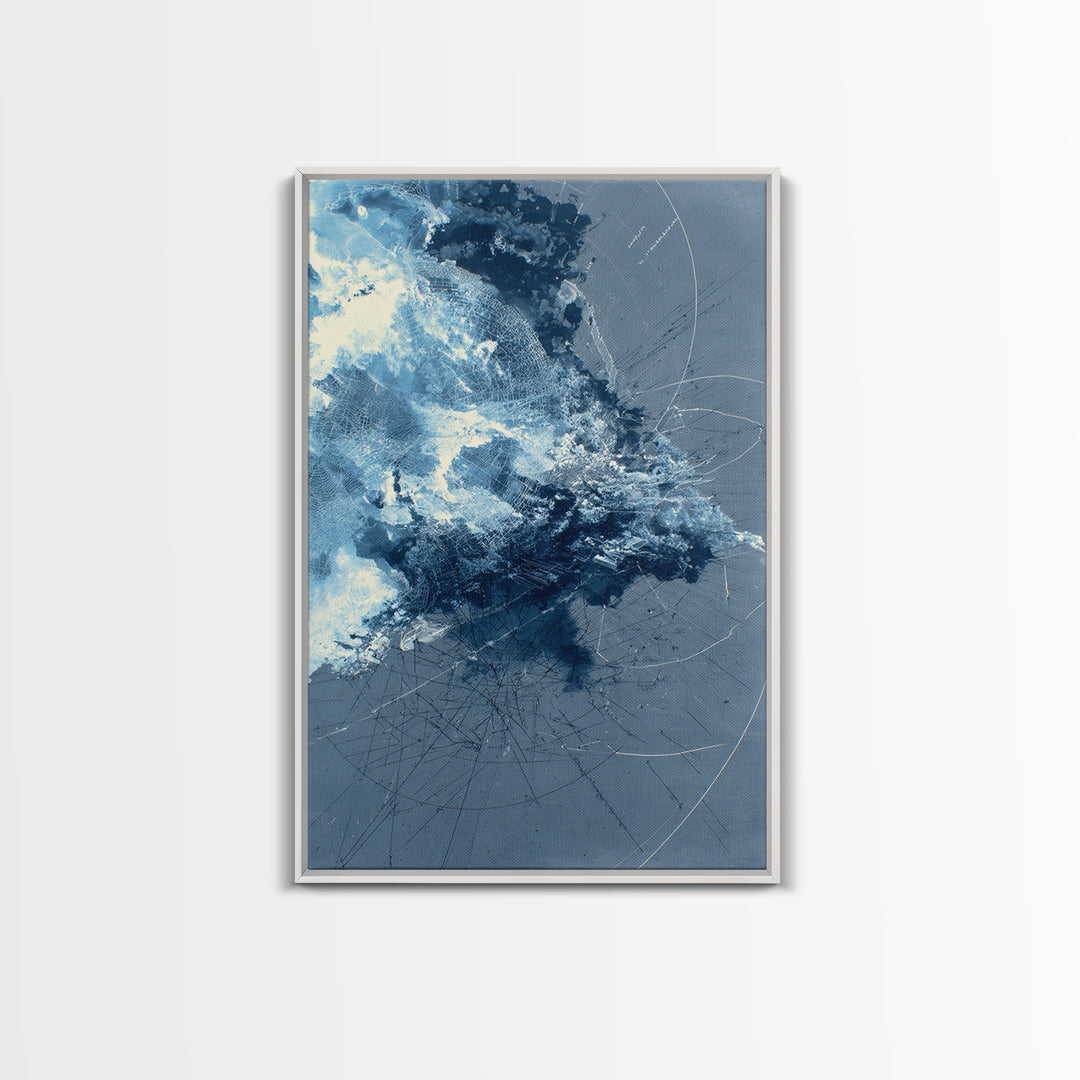 Blue Storm Abstract Energy Canvas Print, Modern Wall Decor, Large Abstract Wall Art, Contemporary Office Decor Gift For Home