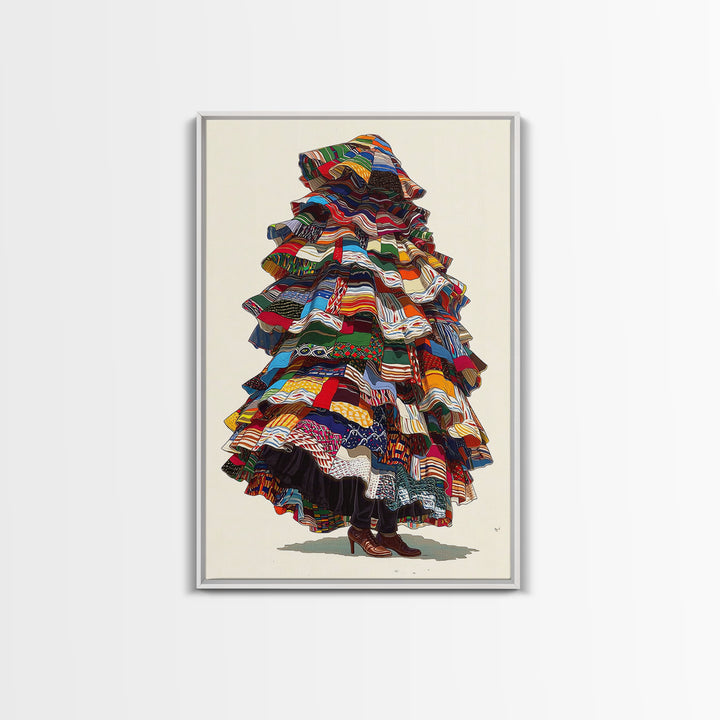 Layered Ankara Patchwork Figure Canvas Print, African Fabric Art, Bold Afrocentric Portrait, Vibrant Tribal Home Decor Gift