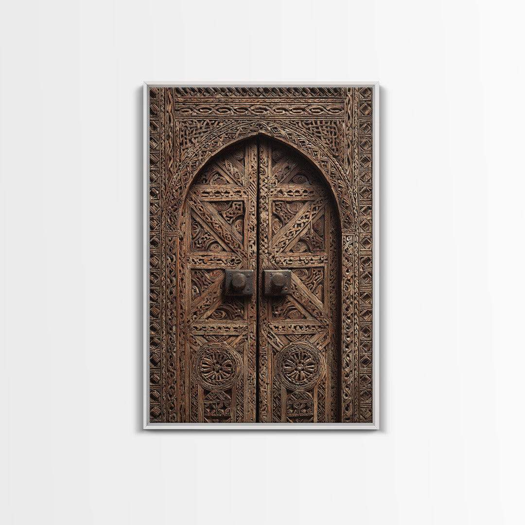 Intricate Rustic African Carved Door Wall Art, African Home Decor, Tribal Patterns, Wooden Architecture Poster Print, Housewarming Gift